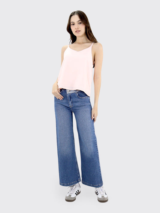 Jeans Wide-Tiro Medio