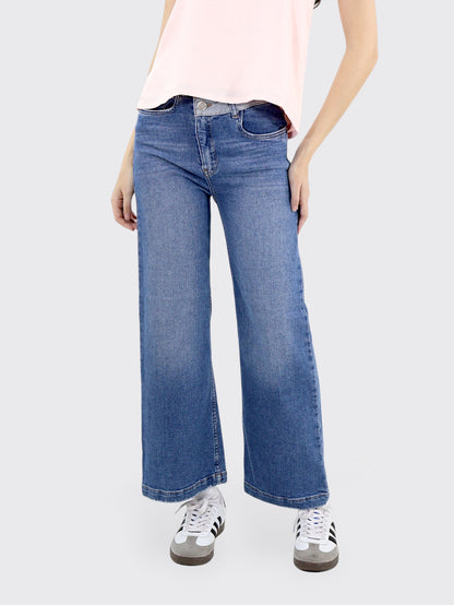 Jeans Wide-Tiro Medio