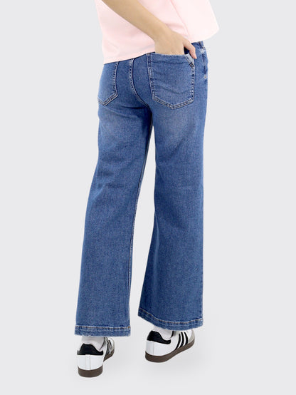 Jeans Wide-Tiro Medio