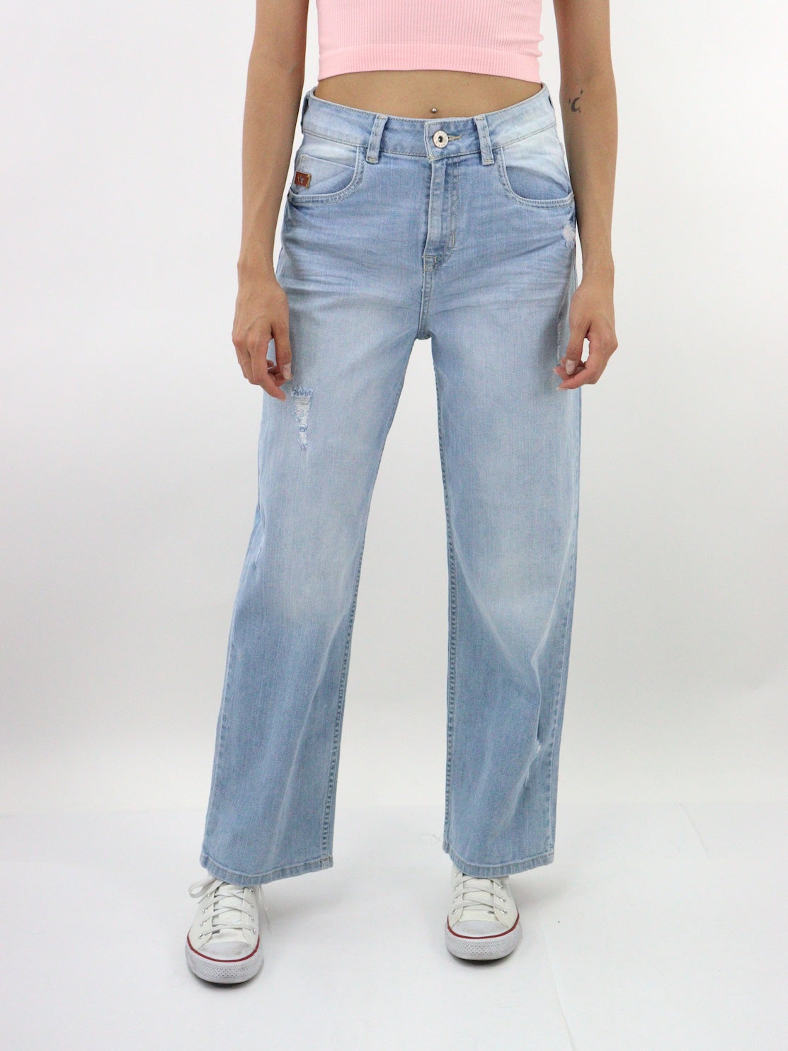 Jeans wide Leg con destrucción