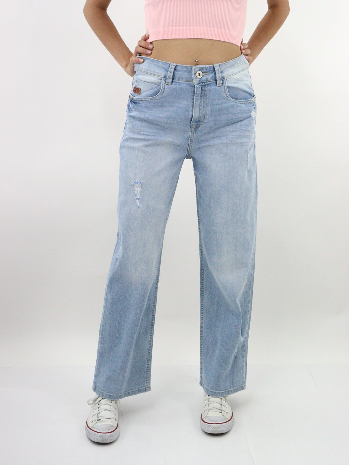 Jeans wide Leg con destrucción