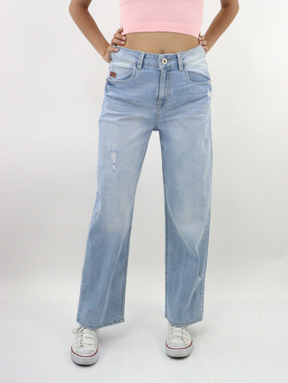 Jeans wide Leg con destrucción