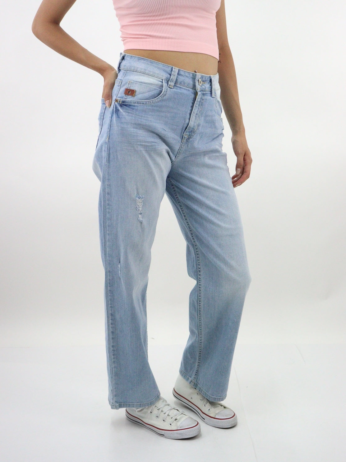 Jeans wide Leg con destrucción