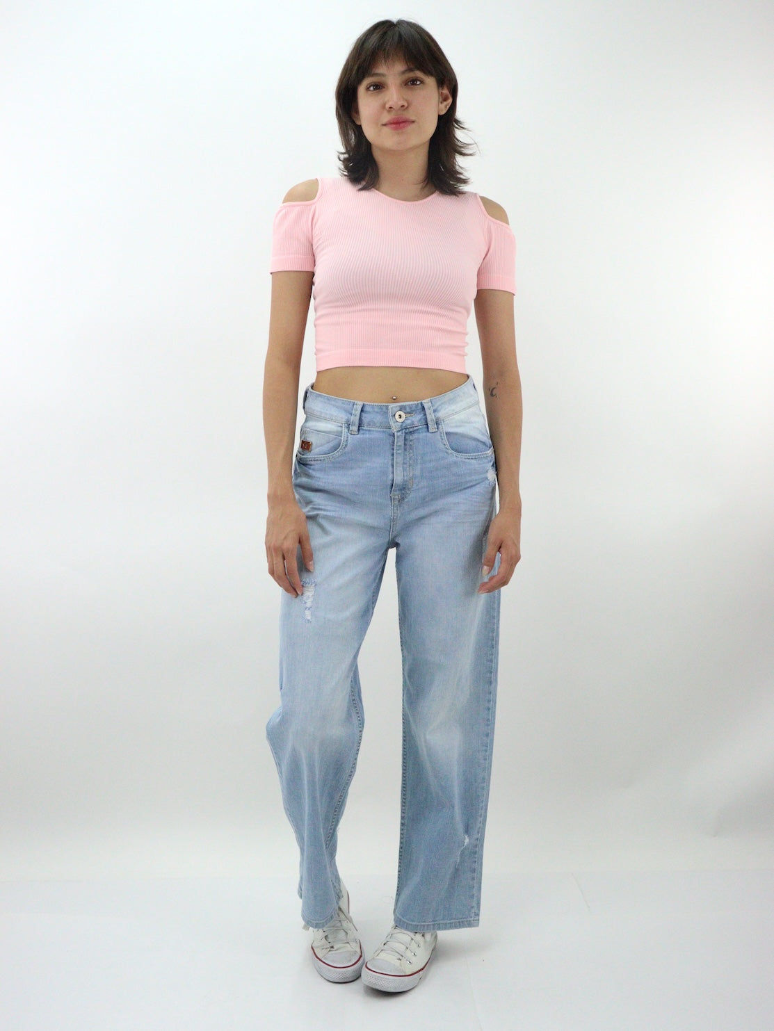 Jeans wide Leg con destrucción