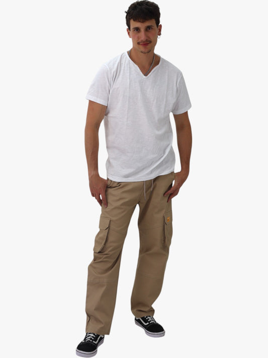 Pantalón baggy gabardina khaki