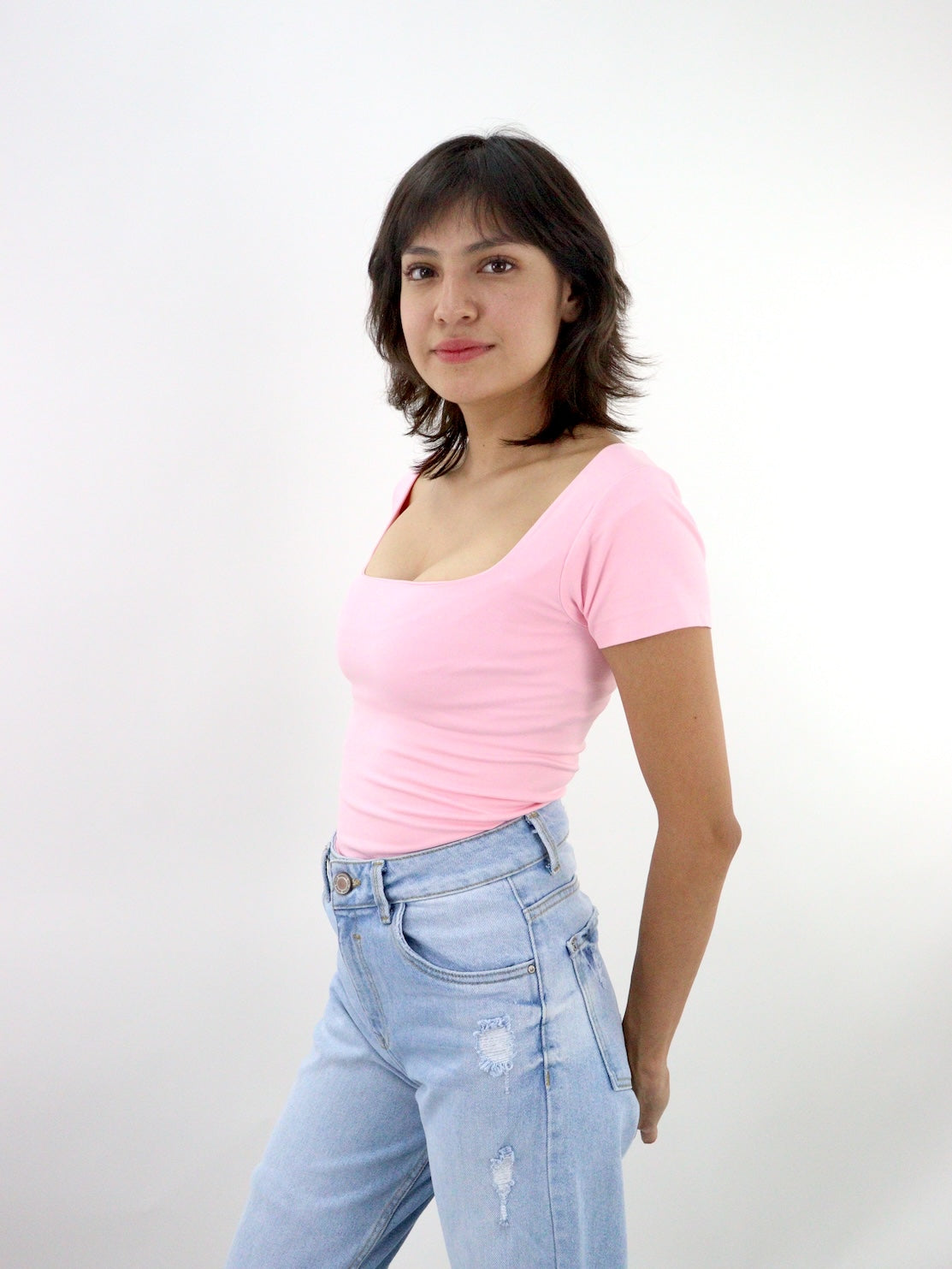Body con mangas de color rosa