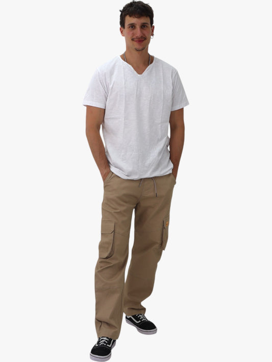Pantalón baggy gabardina khaki