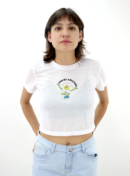 Playera slim size con estampado floral