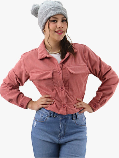 Sobrecamisa de pana rosa palo