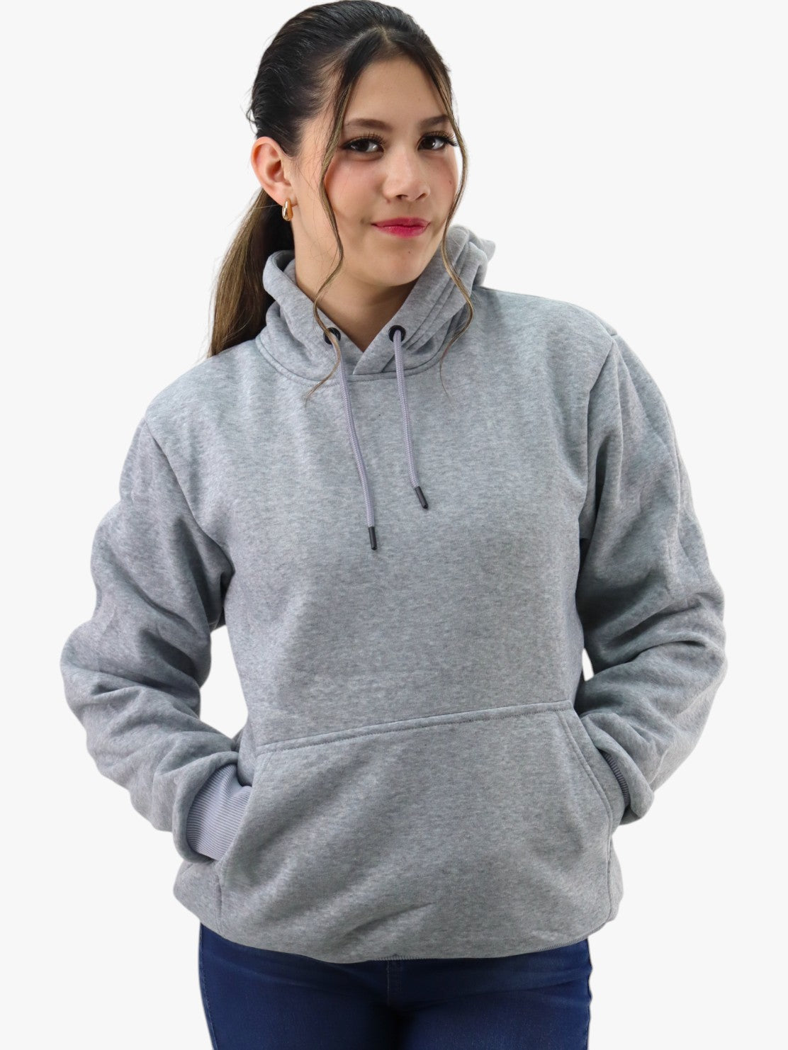 Hoodie básica unisex gris claro con capucha