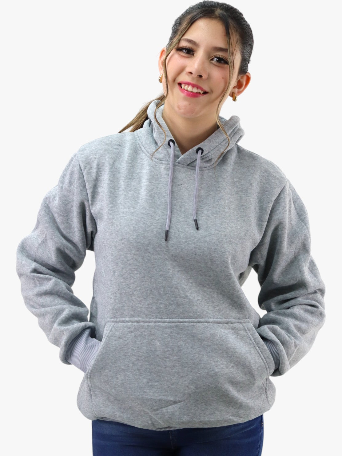 Hoodie básica unisex gris claro con capucha
