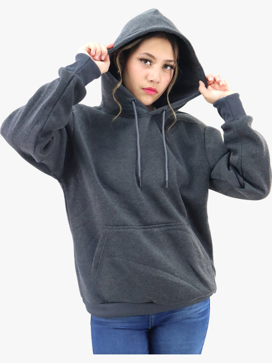 Hoodie básica gris oxford con capucha