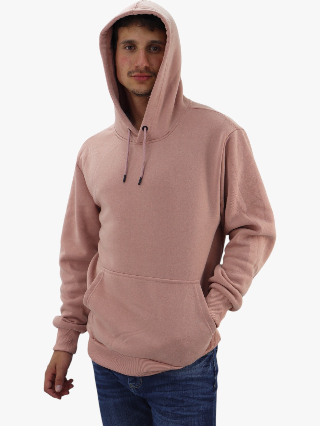 Hoodie básica unisex rosa palo con capucha