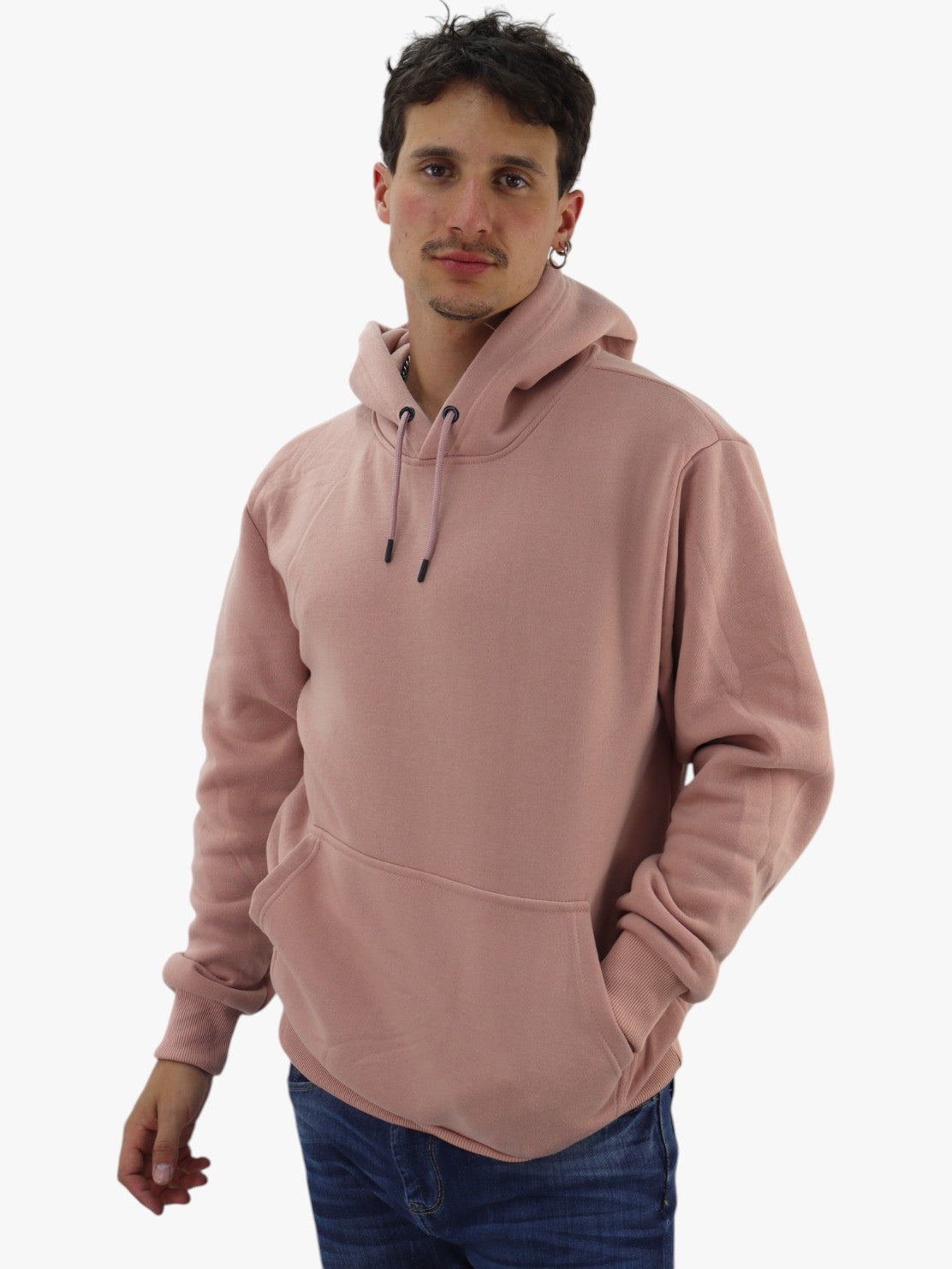 Hoodie básica unisex rosa palo con capucha
