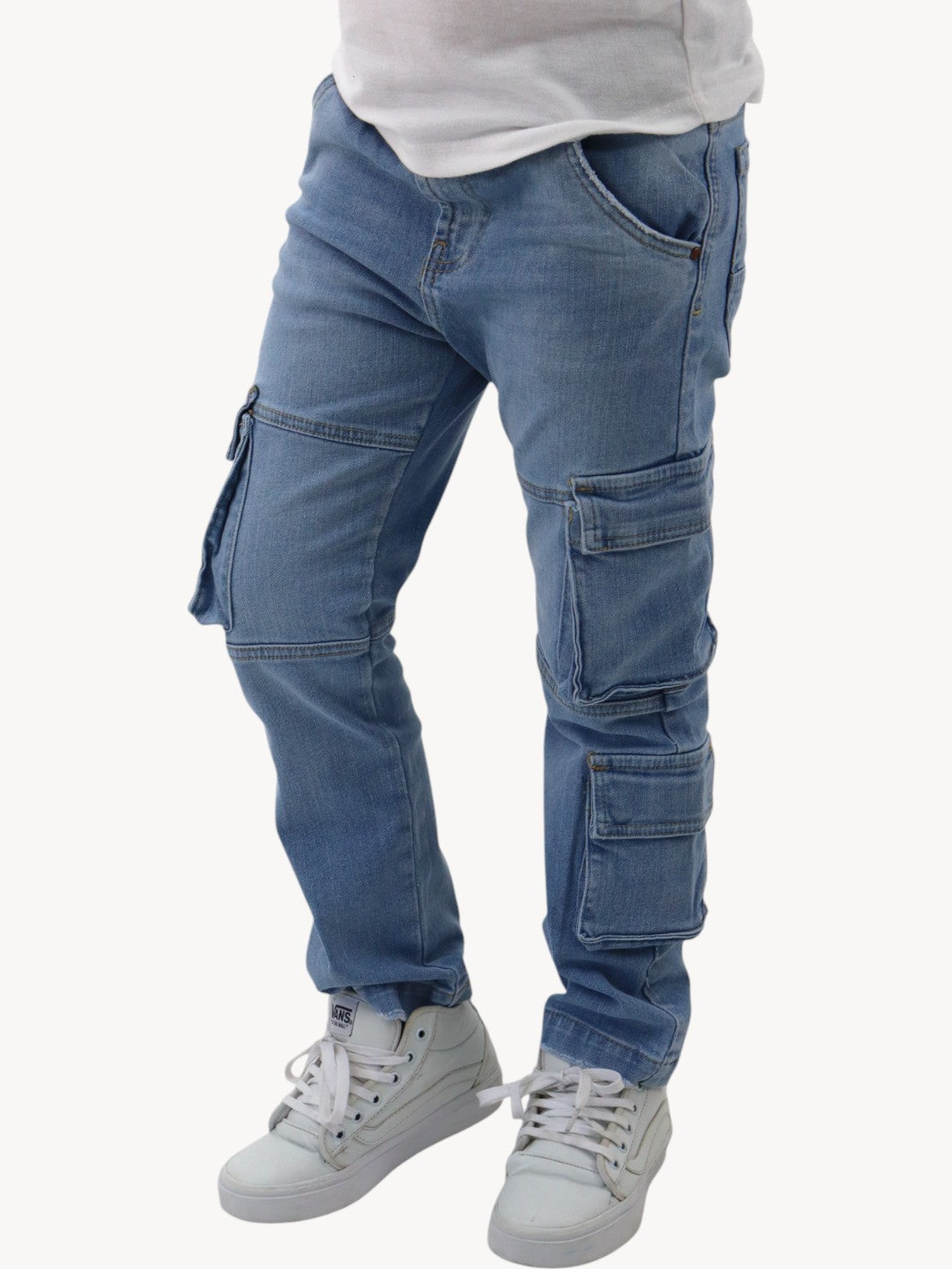 Jeans cargo bolsillos azul claro