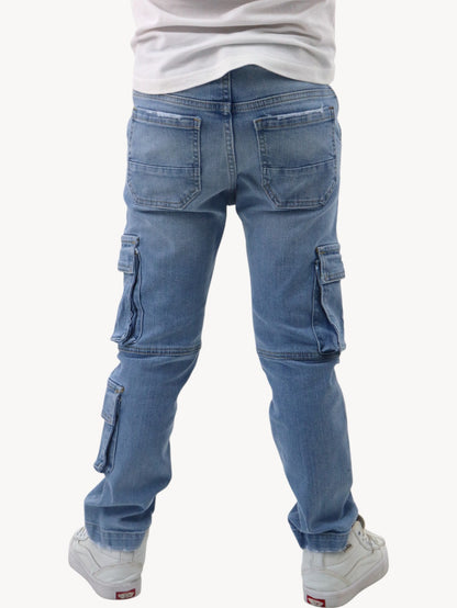 Jeans cargo bolsillos azul claro