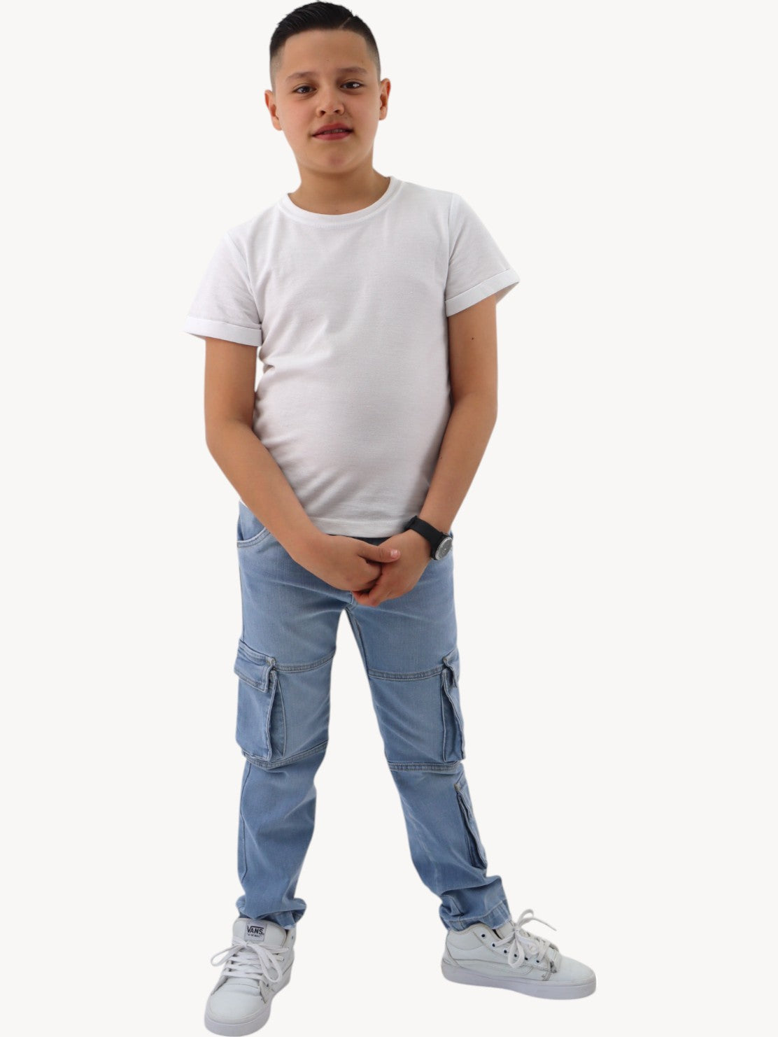 Jeans cargo bolsillos azul claro