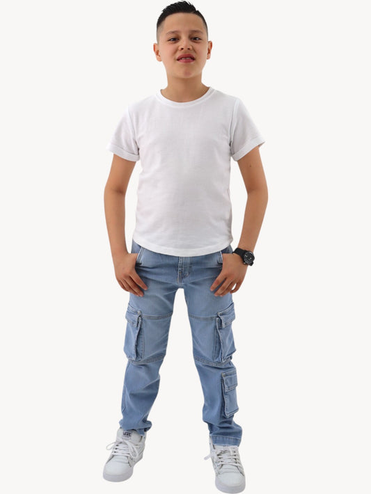 Jeans cargo bolsillos azul claro