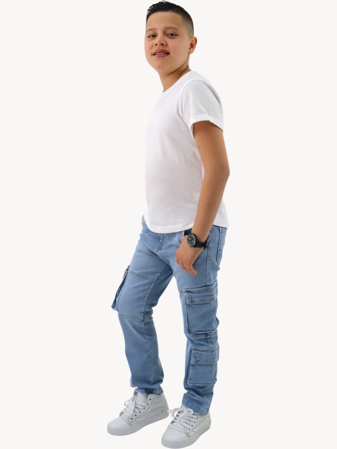 Jeans cargo bolsillos azul claro