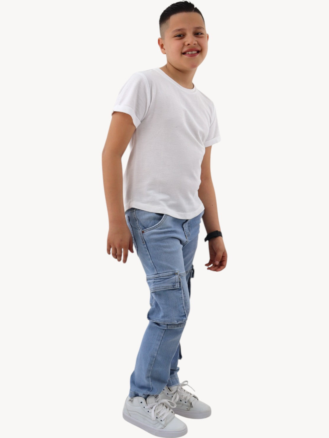 Jeans cargo bolsillos azul claro
