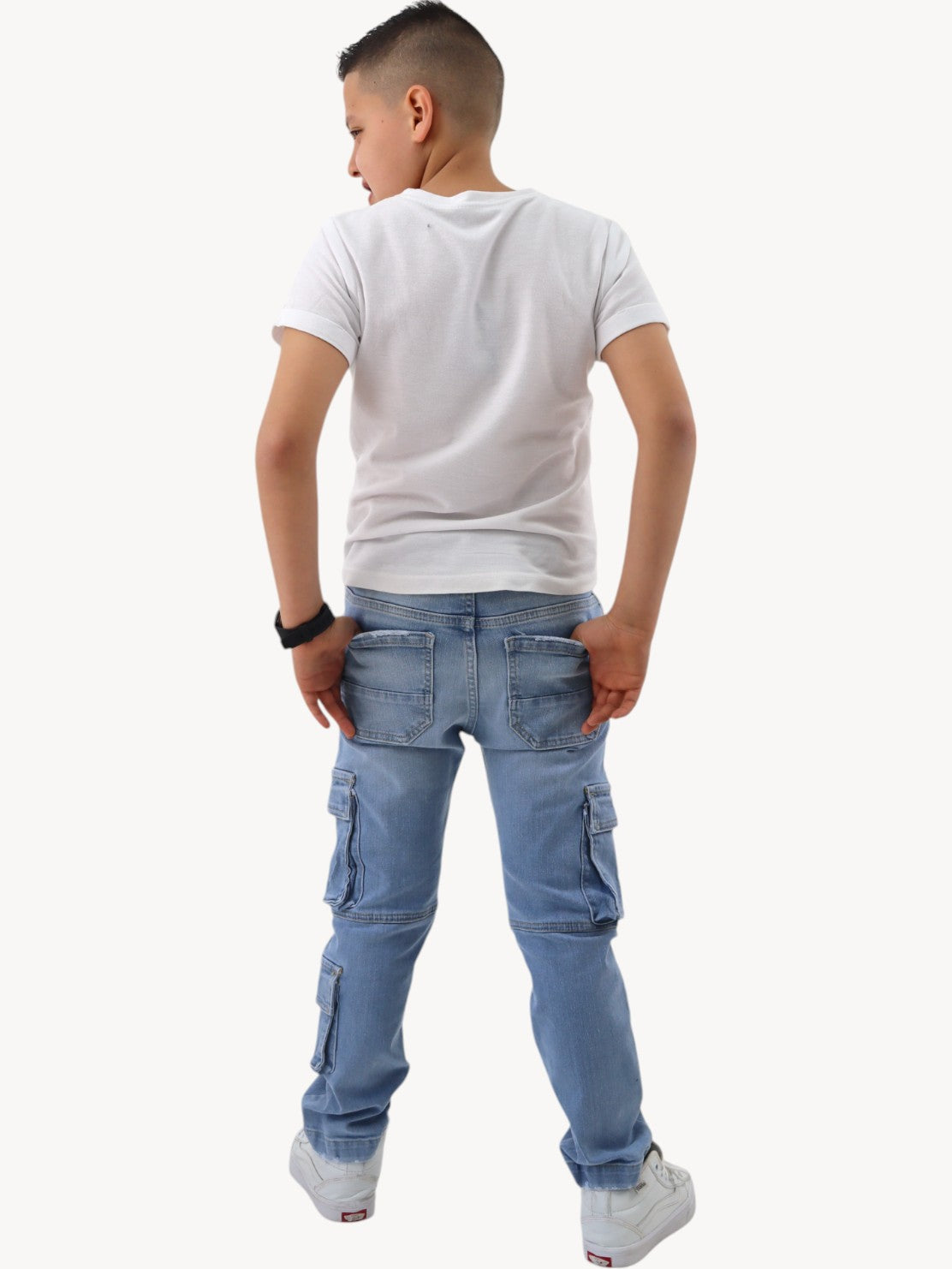 Jeans cargo bolsillos azul claro