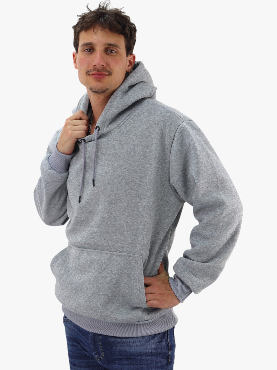 Hoodie básica unisex gris claro con capucha