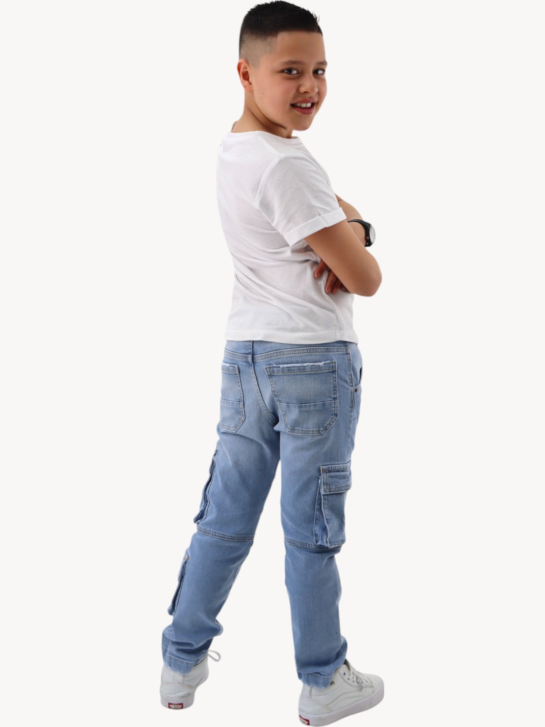 Jeans cargo bolsillos azul claro