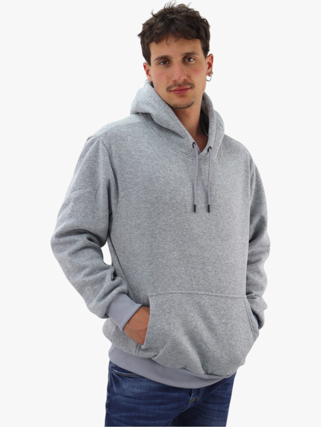 Hoodie básica unisex gris claro con capucha