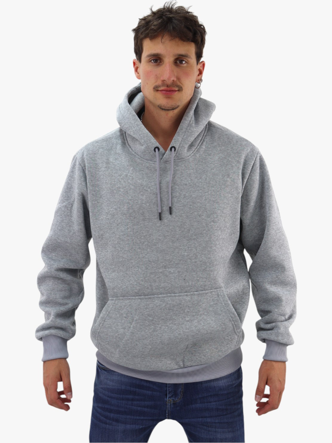 Hoodie básica unisex gris claro con capucha