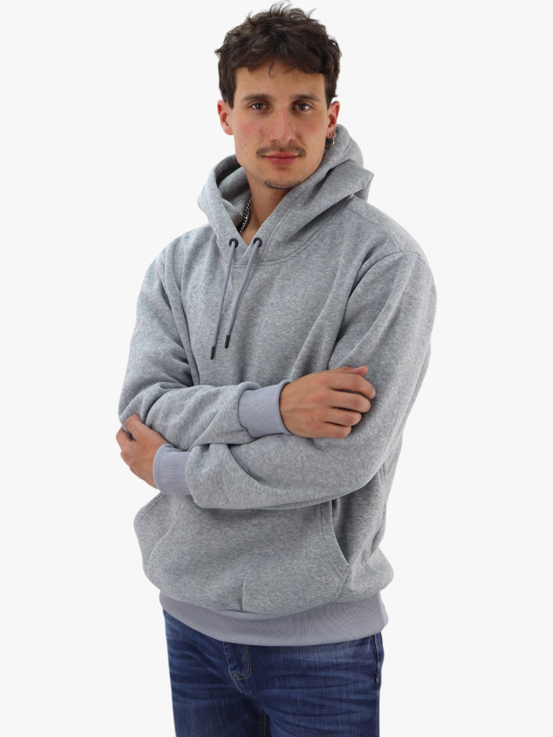 Hoodie básica unisex gris claro con capucha