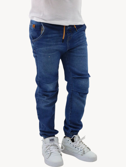 Jogger azul medio con cinturilla elástica