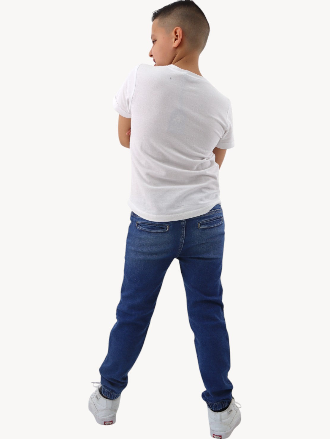 Jogger azul medio con cinturilla elástica