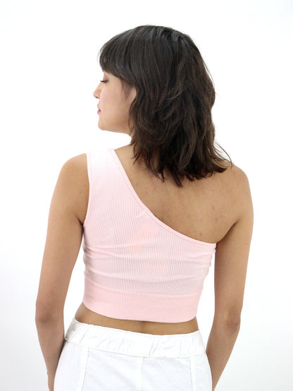 Blusa hombro descubierto de color rosa