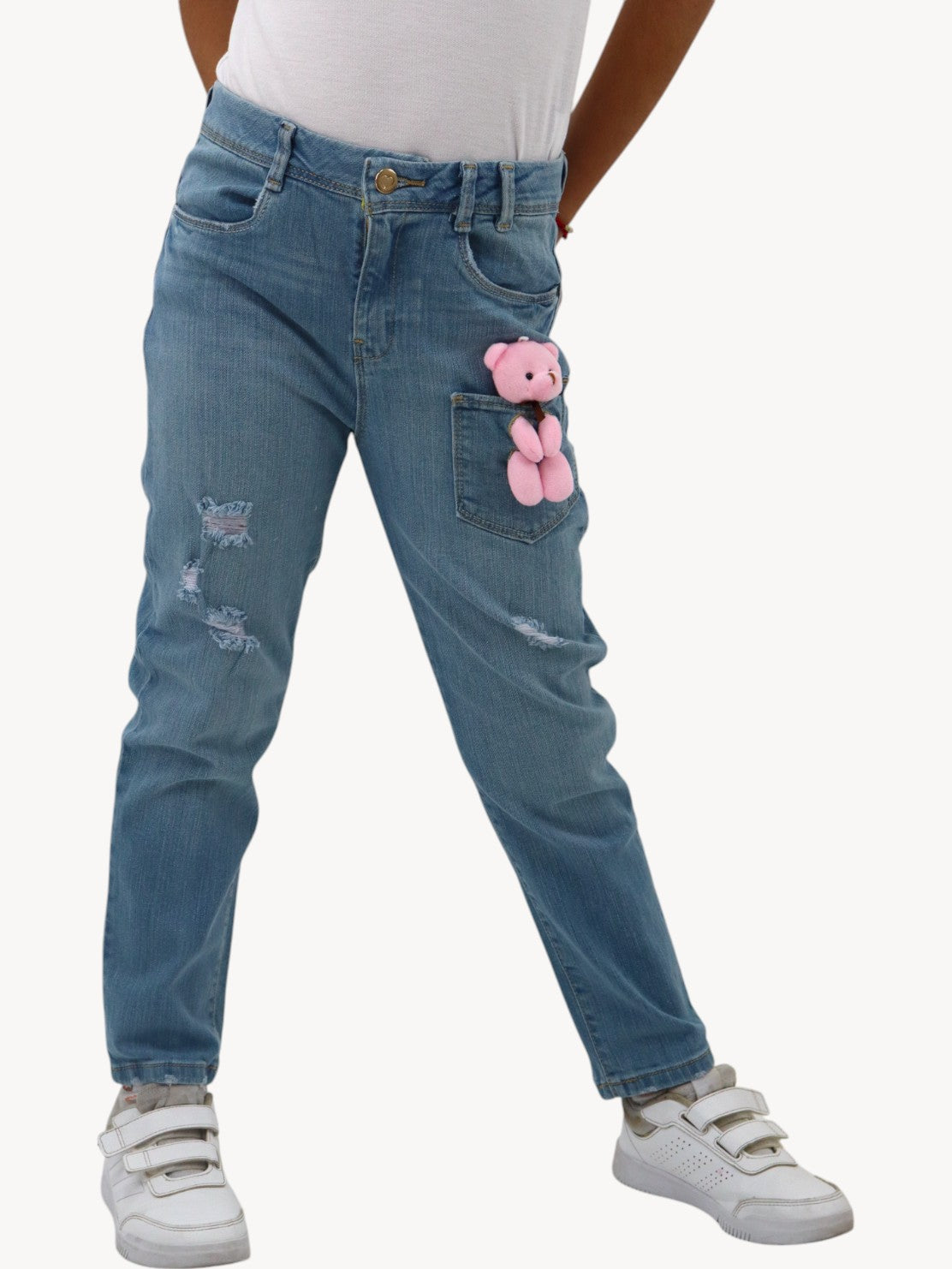 Jeans con detalle de osos en bolsa