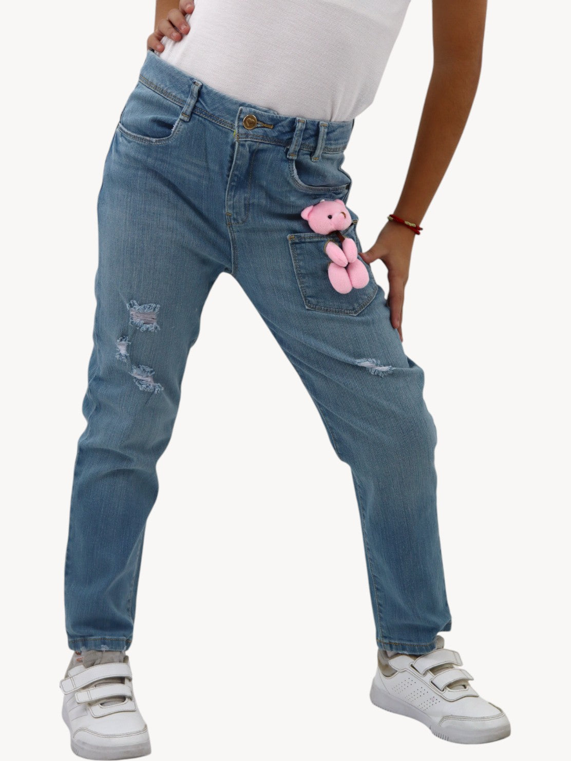 Jeans con detalle de osos en bolsa