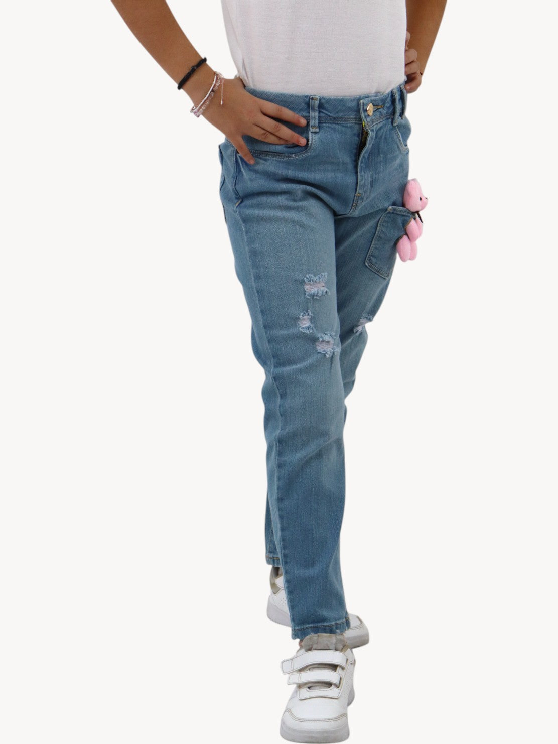 Jeans con detalle de osos en bolsa