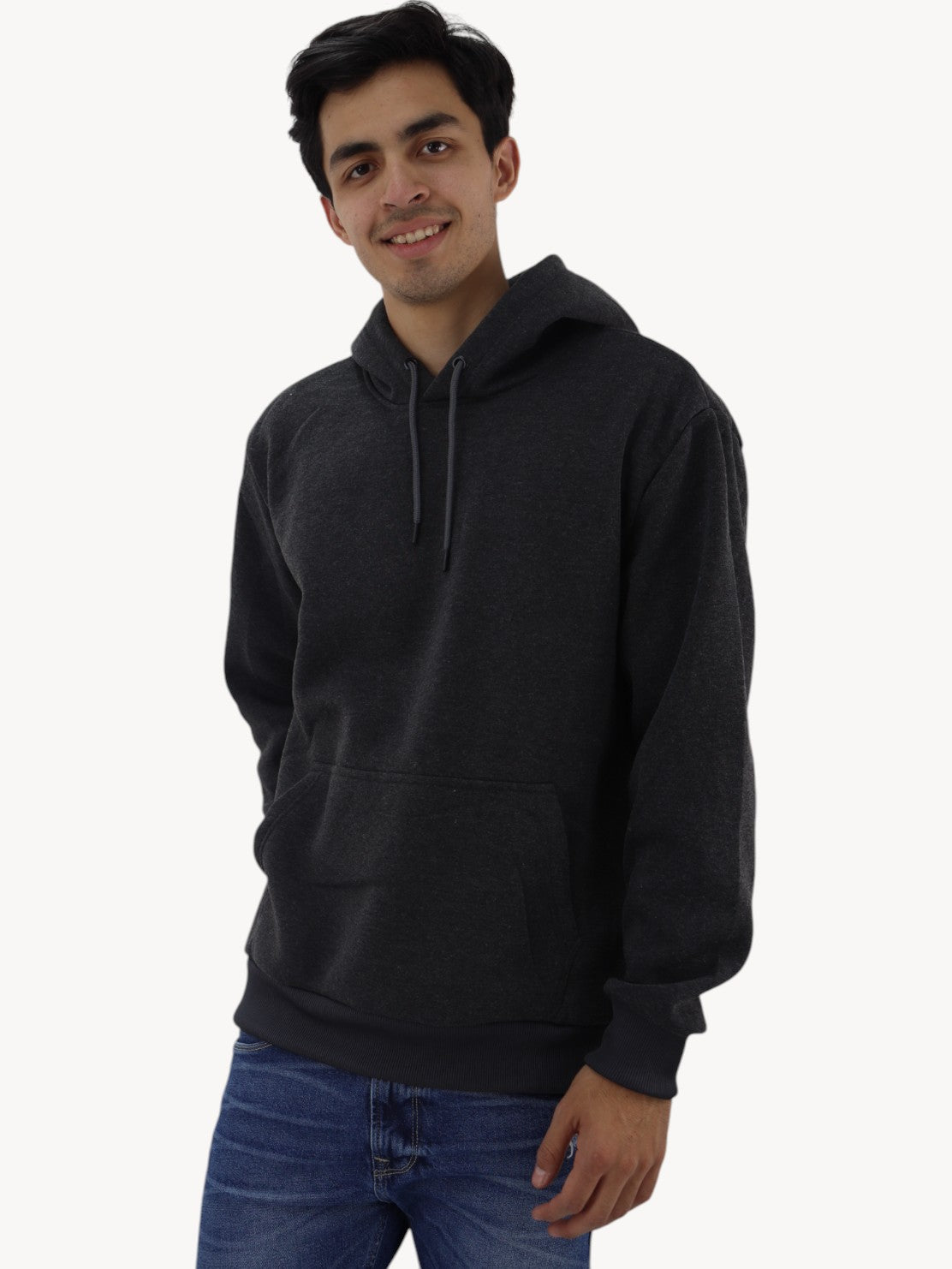 Hoodie básica gris oxford con capucha