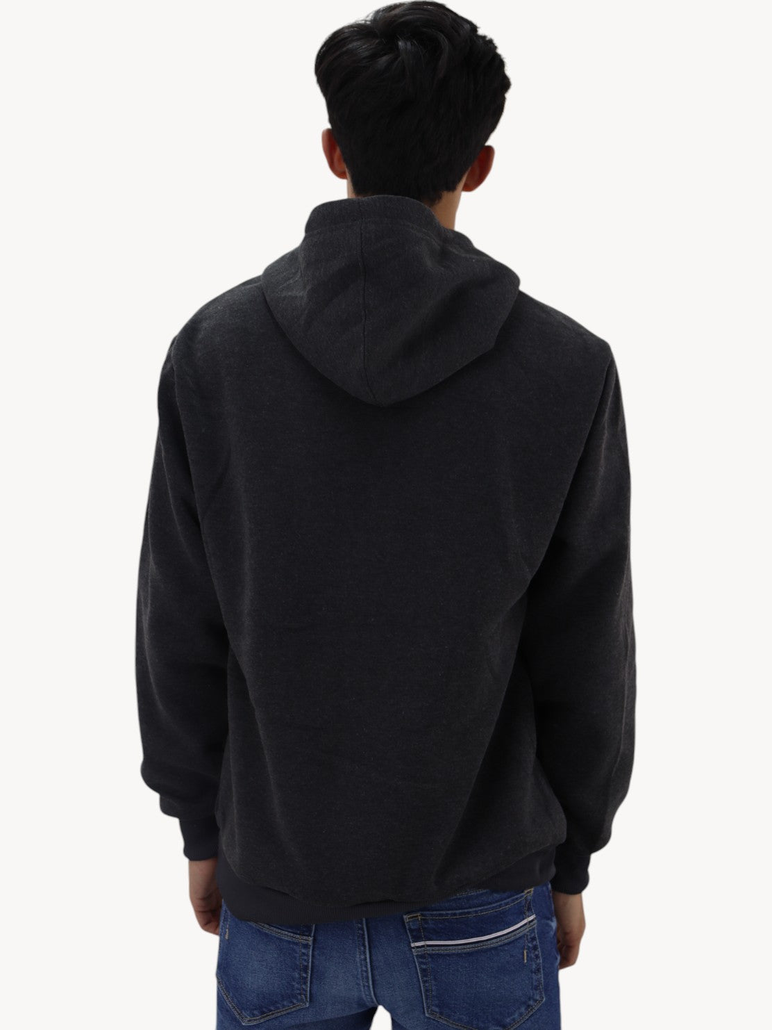 Hoodie básica gris oxford con capucha