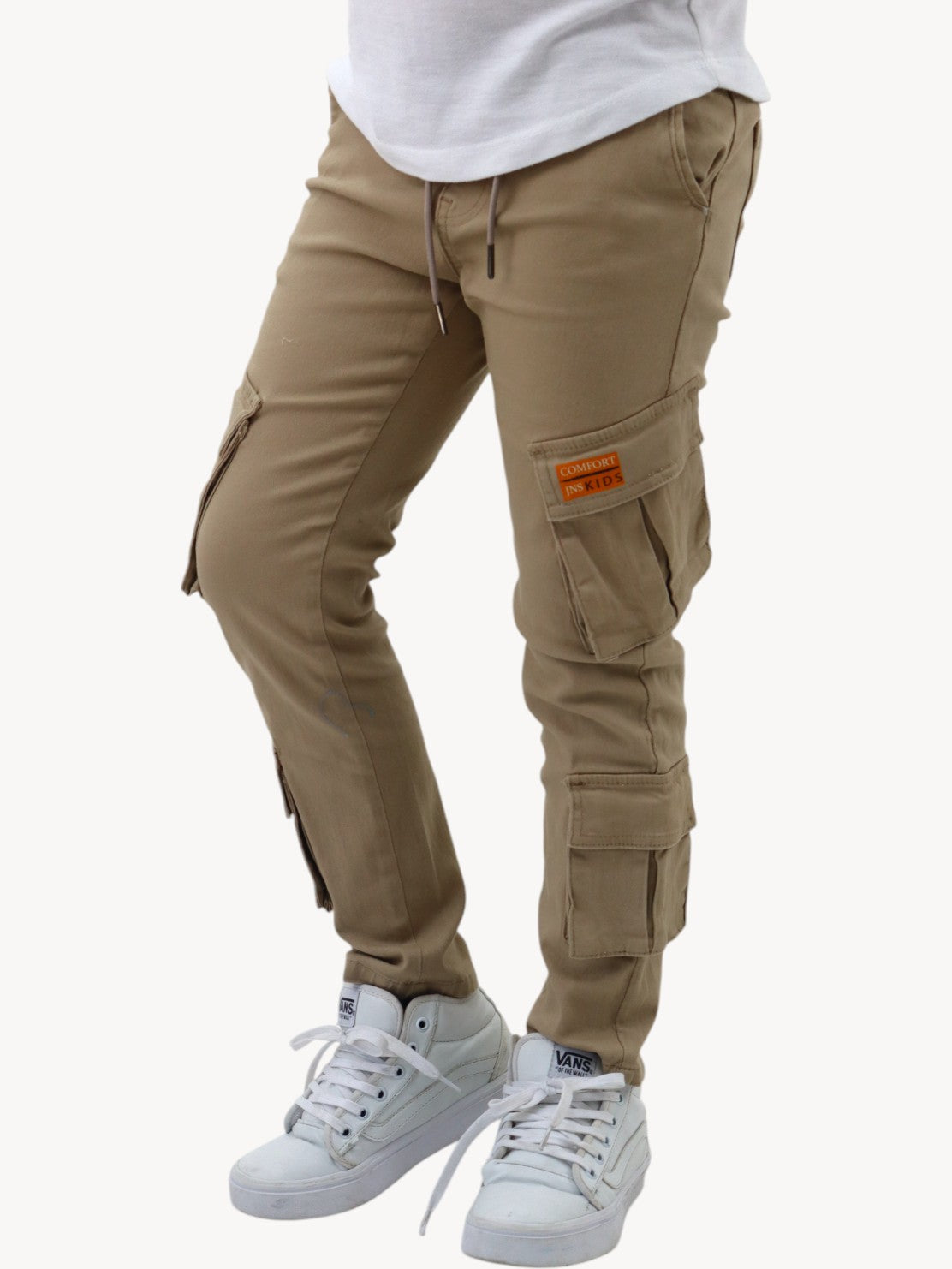 Jogger cargo con cintura elástica beige