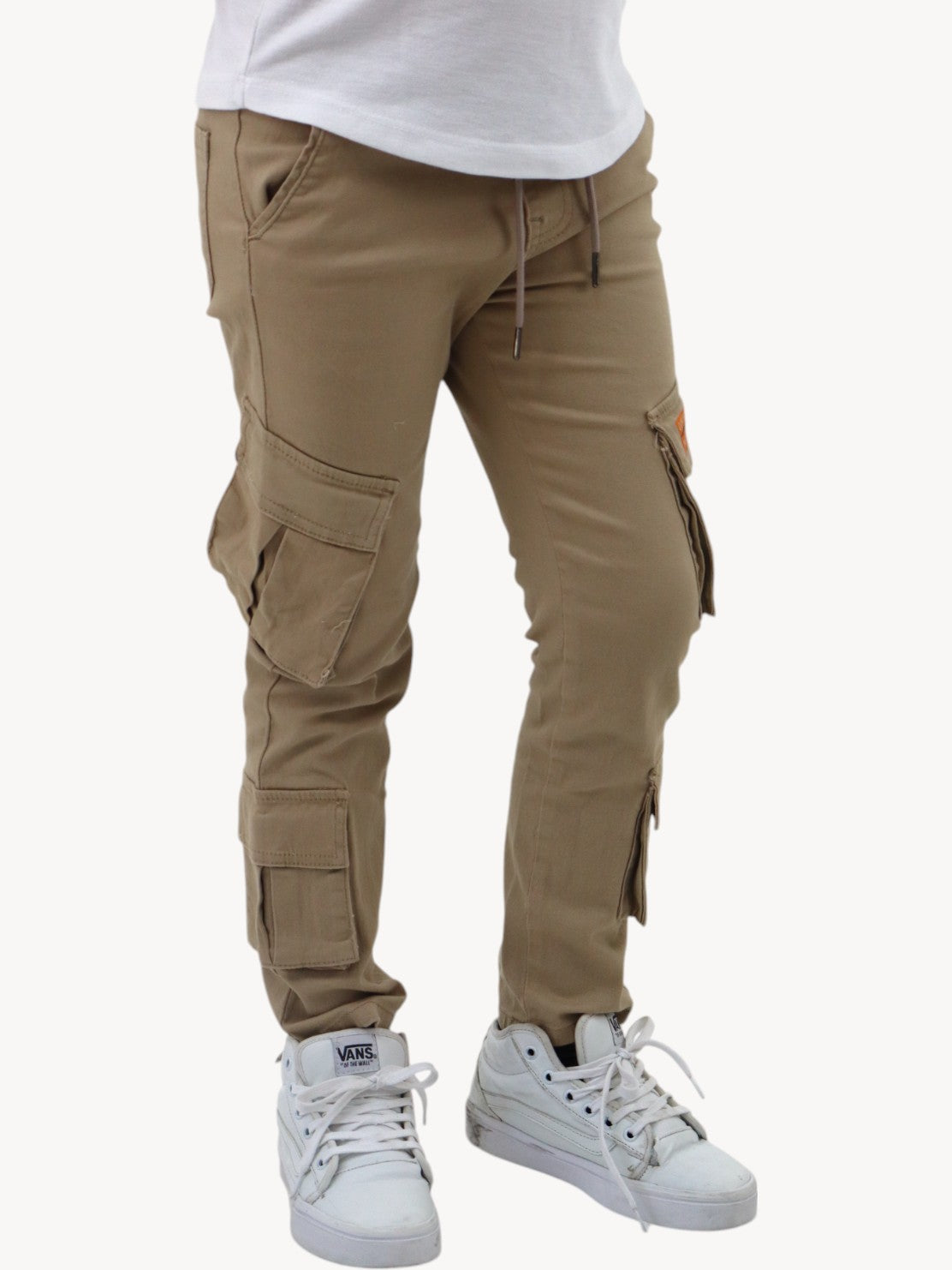 Jogger cargo con cintura elástica beige
