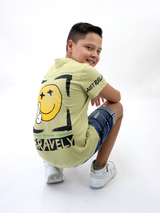 Playera smiley manga corta