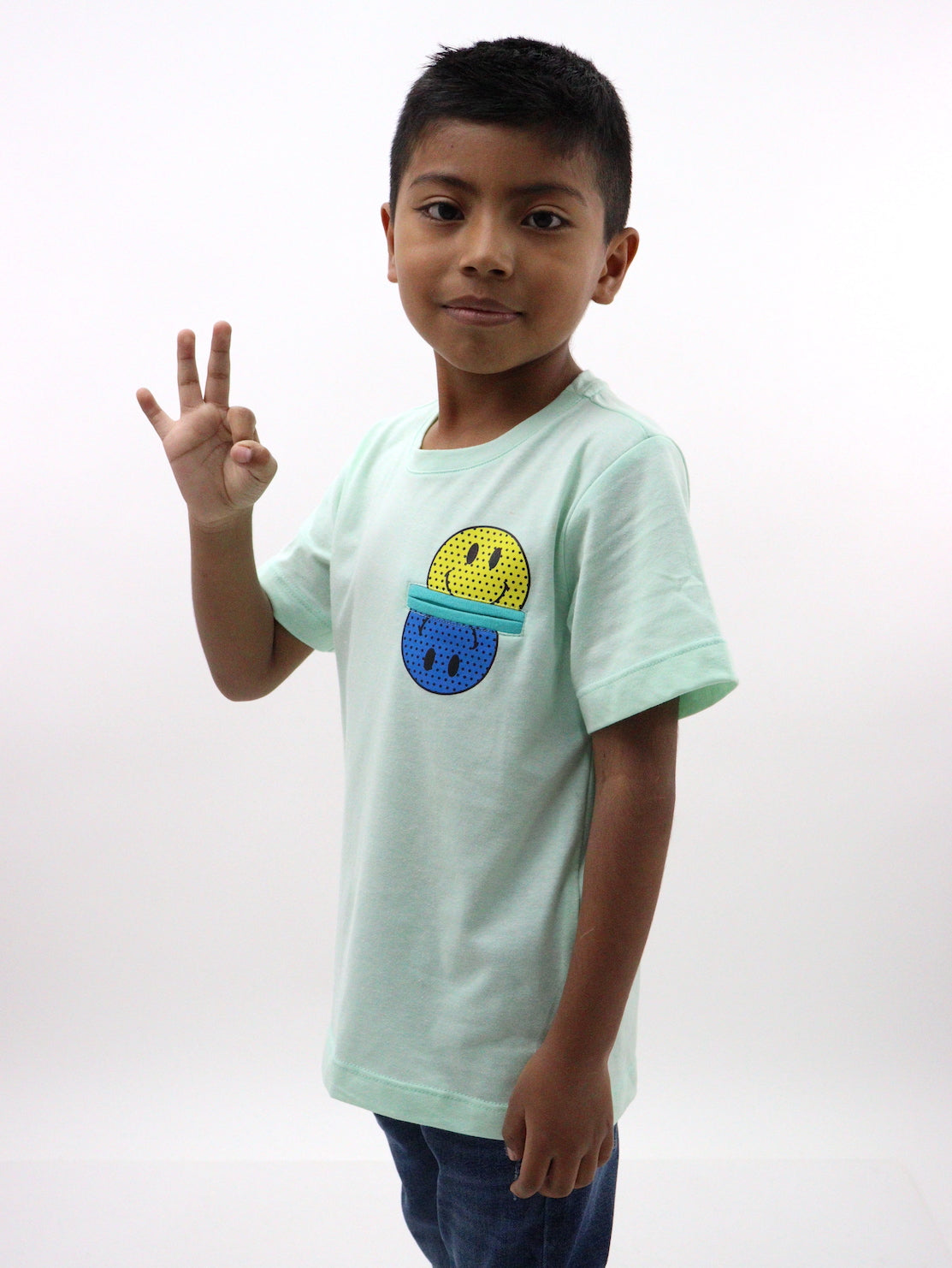 Playera smiley manga corta de color verde