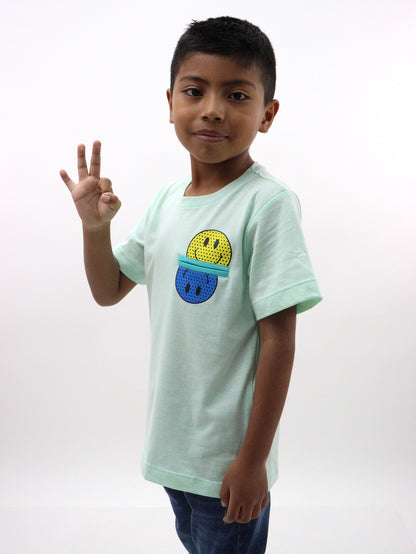 Playera smiley manga corta de color verde
