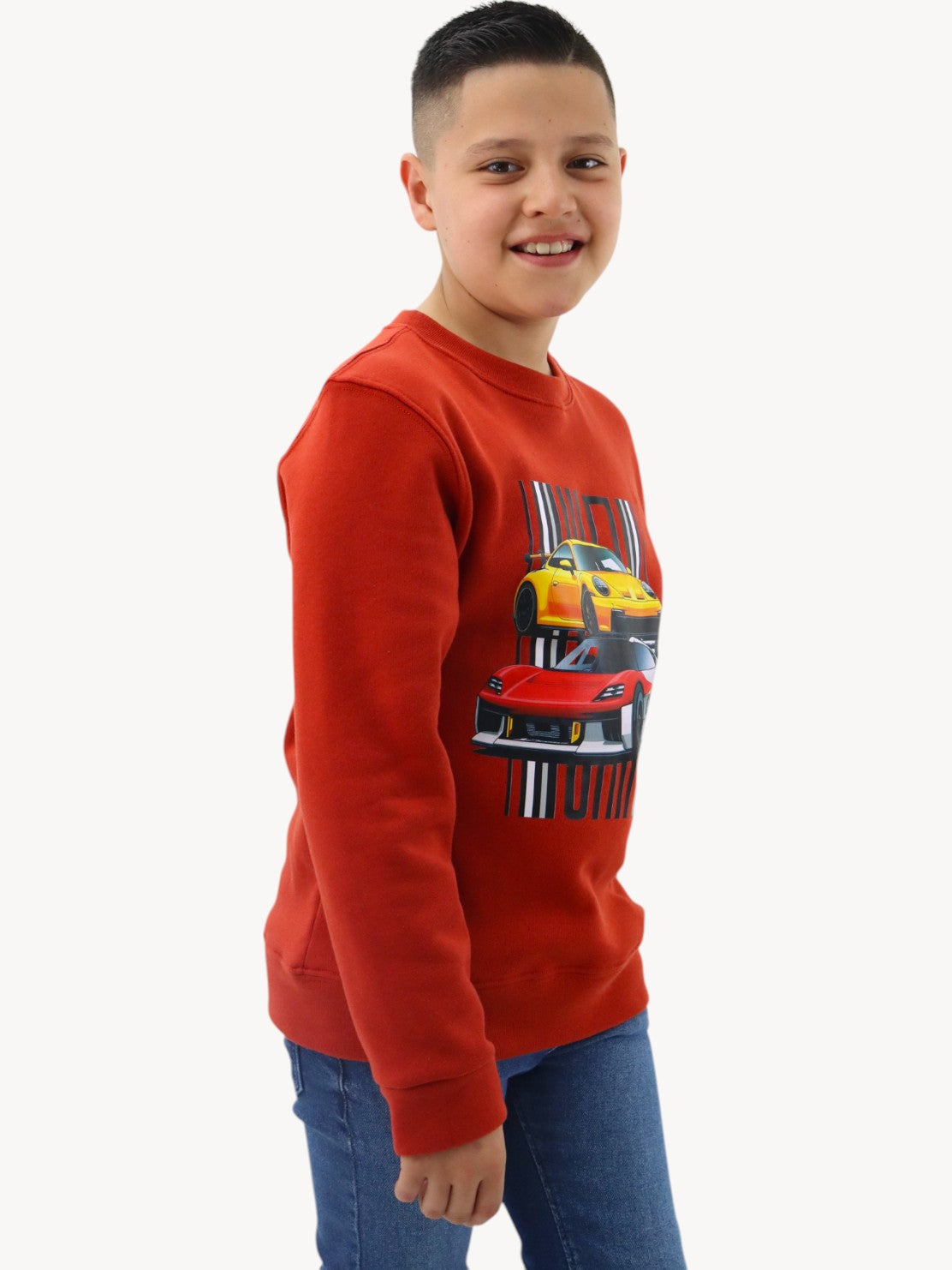 Sudadera cerrada con estampado de coches