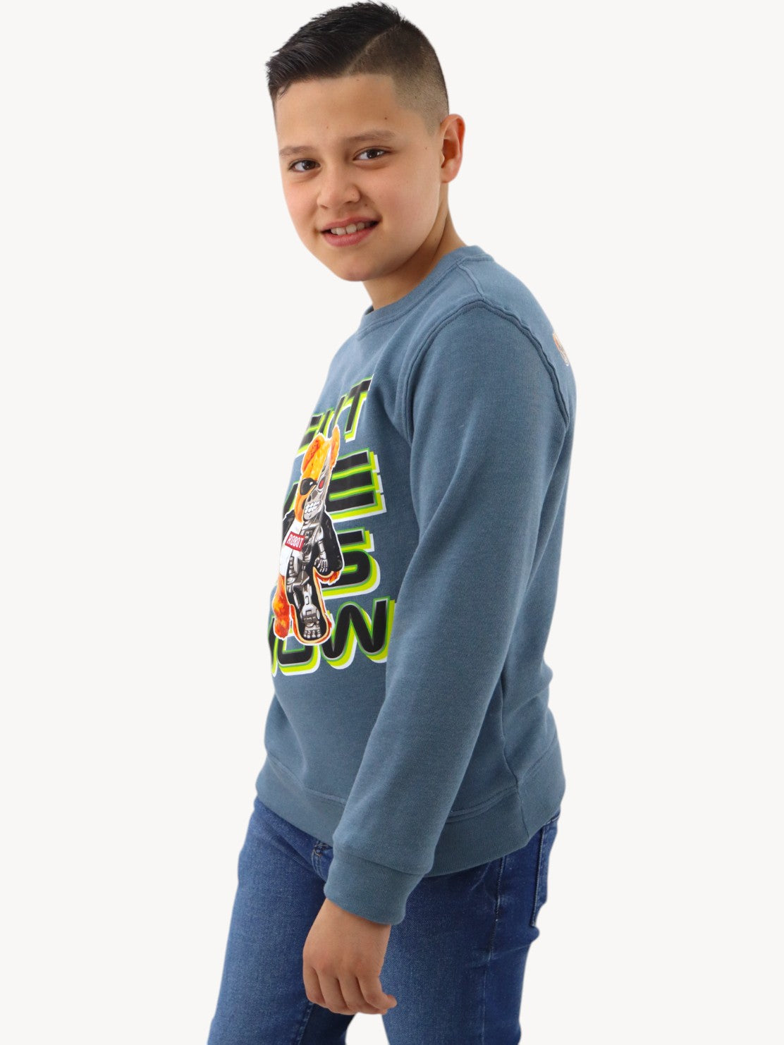 Sudadera cerrada con estampado de oso robótico