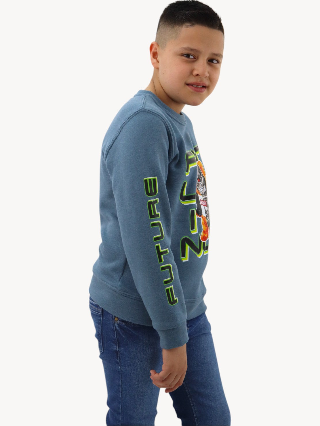 Sudadera cerrada con estampado de oso robótico