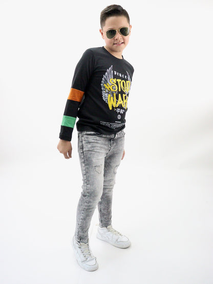 Jeans skinny de color gris con snow wash