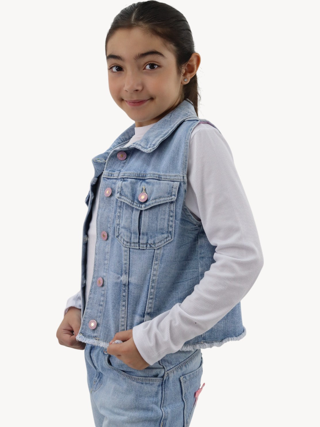 Chaleco denim con lentejuela reversible de unicornio