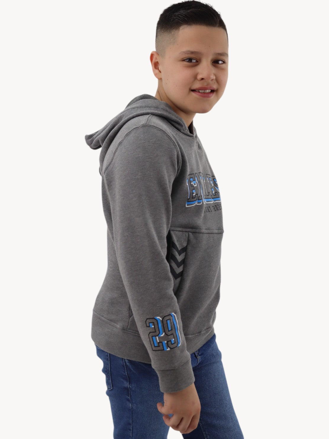 Sudadera con capucha de color gris con estampado