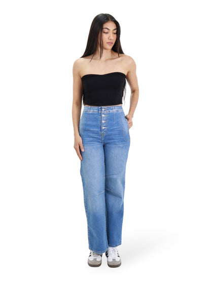Jeans Wide-Tiro Alto